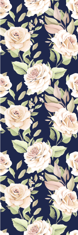 Bedroom vinyl rug with vintage rose design on blue - TenStickers