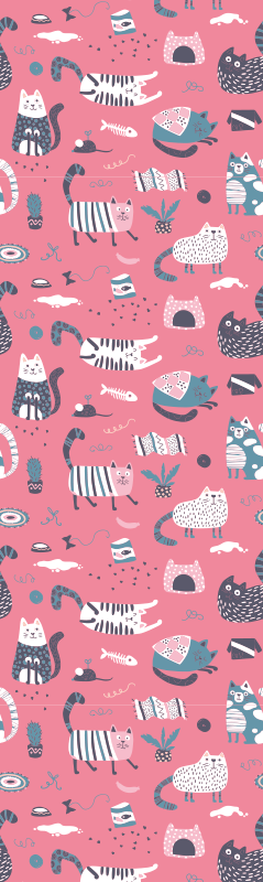 Bedroom vinyl rug nordic cats - TenStickers