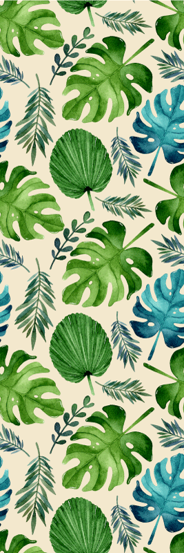 Bedroom vinyl rug with tropical green leaf pattern - TenStickers