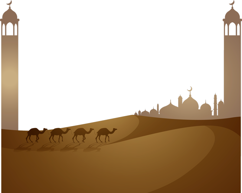 Islamic mosque and camels bedroom vinyl rug - TenStickers