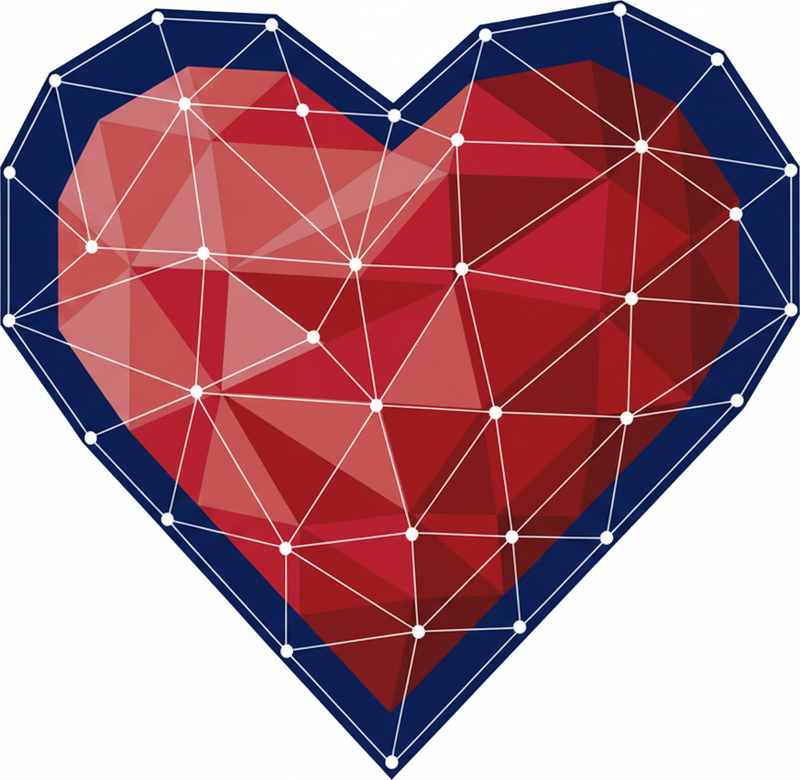Bedroom vinyl rug with geometric heart origami design - TenStickers