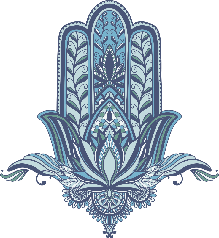 Bedroom vinyl rug with blue jewish hamsa hand design - TenStickers