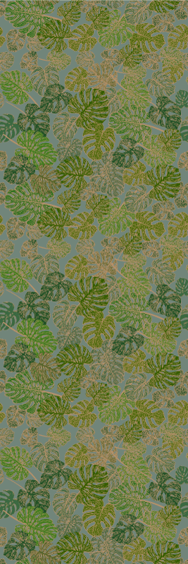 Scandinavian vinyl rug with japandi monstera leaves - TenStickers