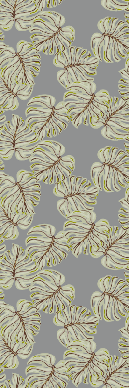 Scandinavian vinyl rug with gray minimal monstera leaves - TenStickers