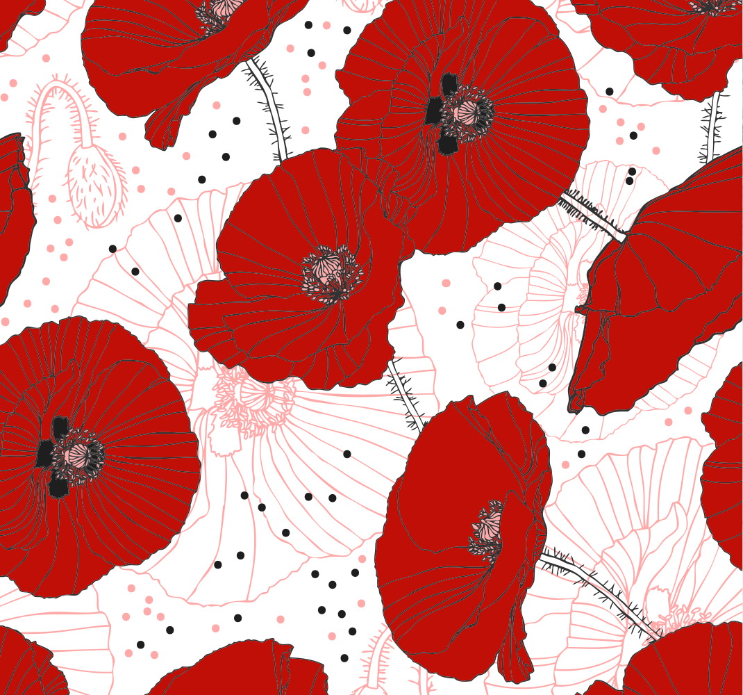Nature vinyl rug with floral red pattern - TenStickers