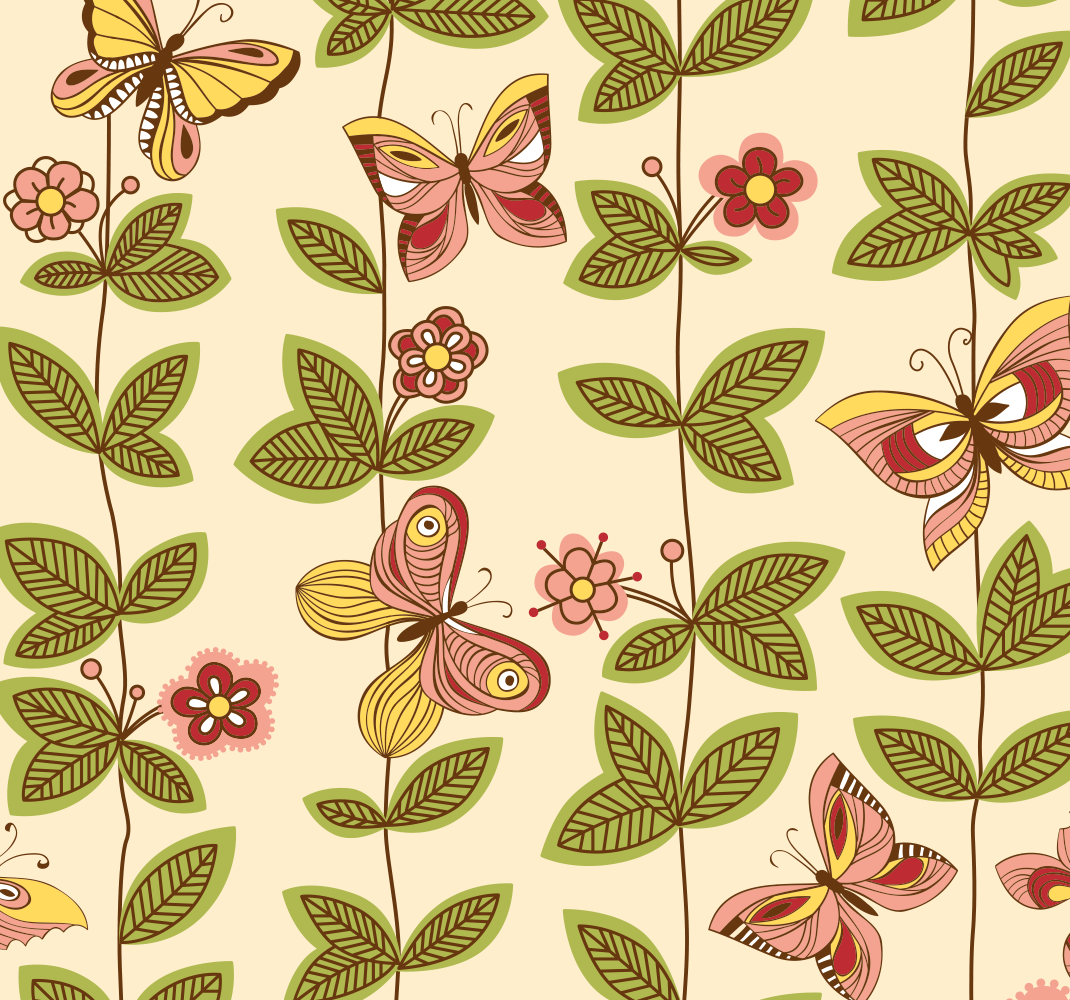 Nature vinyl rug with butterflies design - TenStickers