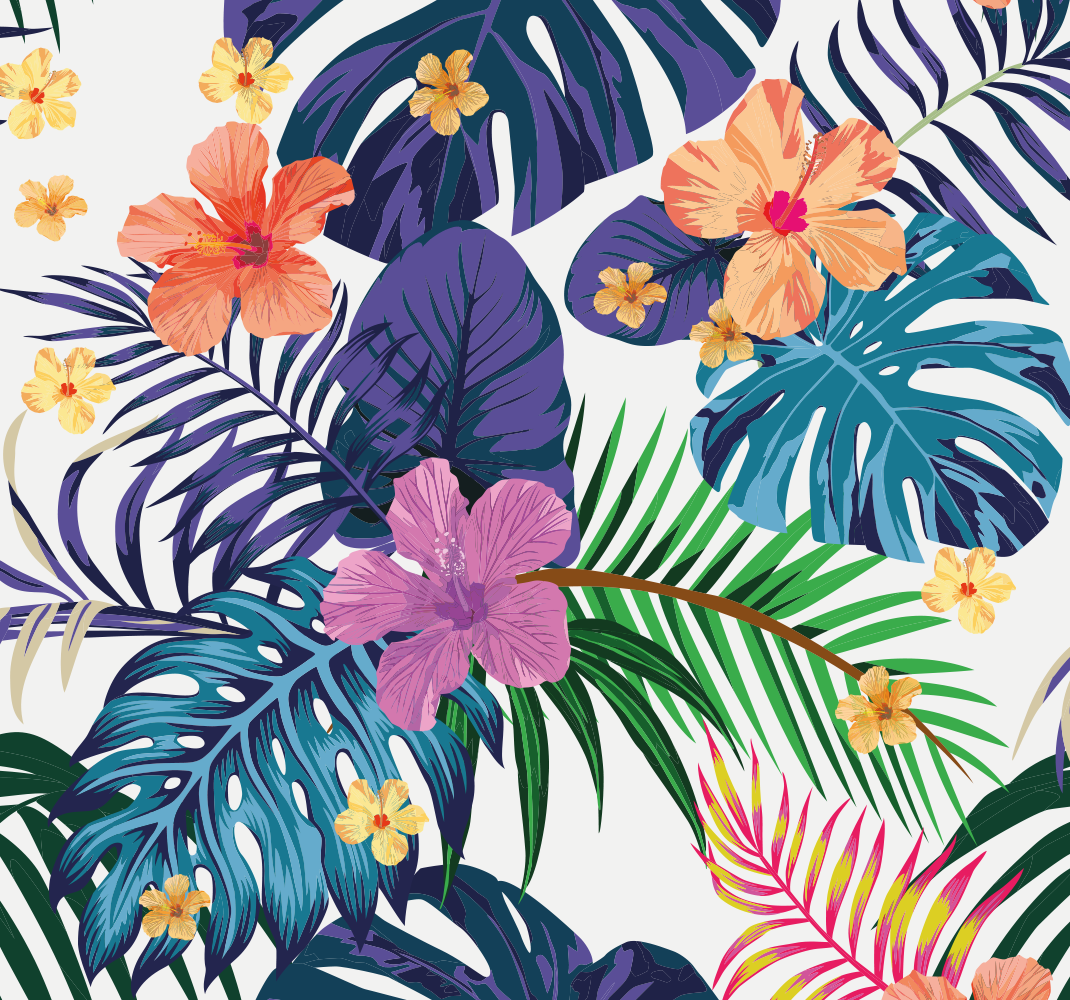 Nature vinyl rug hawaiian colorful flowers design - TenStickers