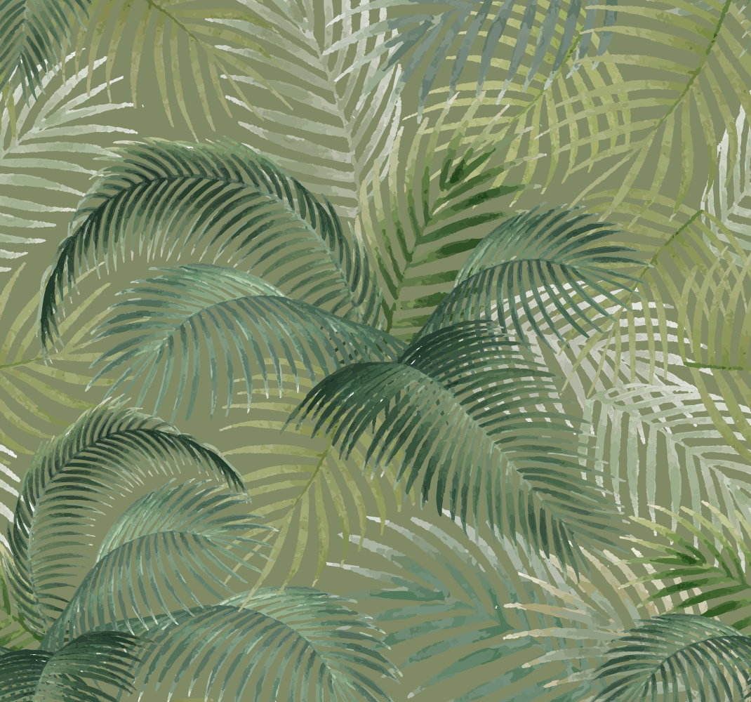 Nature vinyl rug with green leaf design - TenStickers
