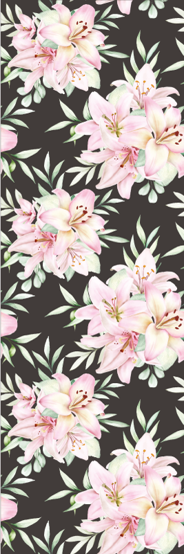 Nature vinyl rug with watercolor lilies pattern - TenStickers
