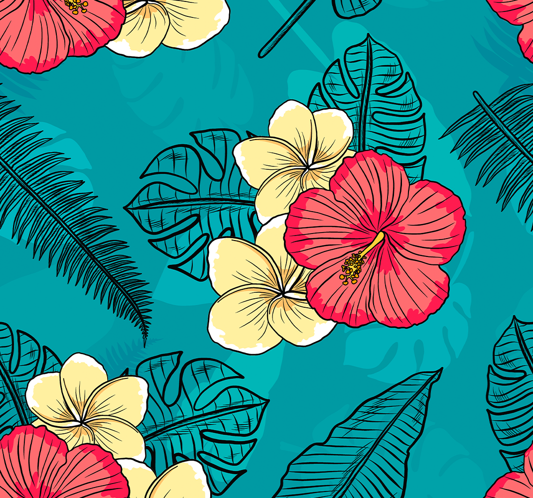 Nature vinyl rug with hawaiian blooms - TenStickers
