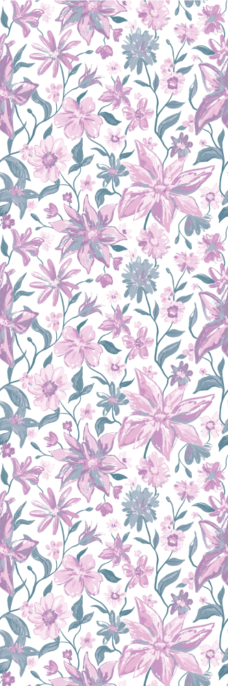 Nature vinyl rug in pink and grey roses - TenStickers