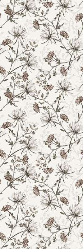 Nature vinyl rug vintage beige floral minimalism - TenStickers
