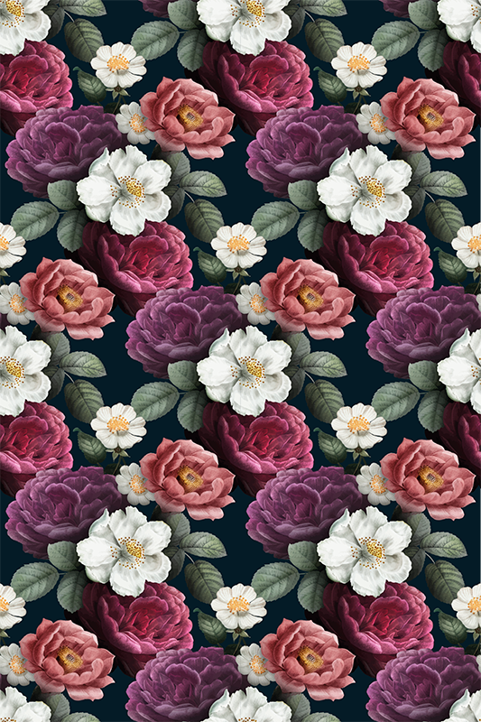 Nature vinyl rug with white flower petals design - TenStickers