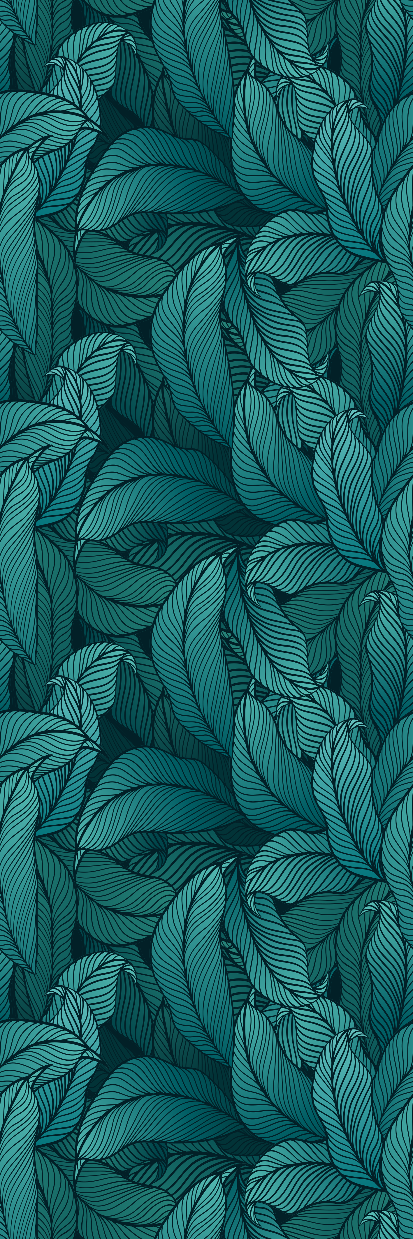 Nature vinyl rug with wild dark green leaves - TenStickers