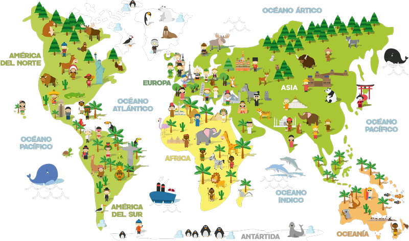 World map vinyl rug for kids with countries - TenStickers