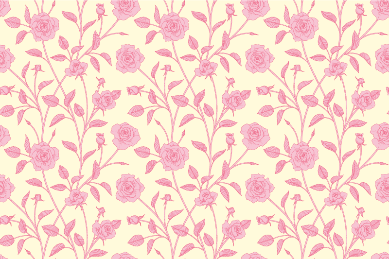 Vintage vinyl rug with small roses on pink - TenStickers
