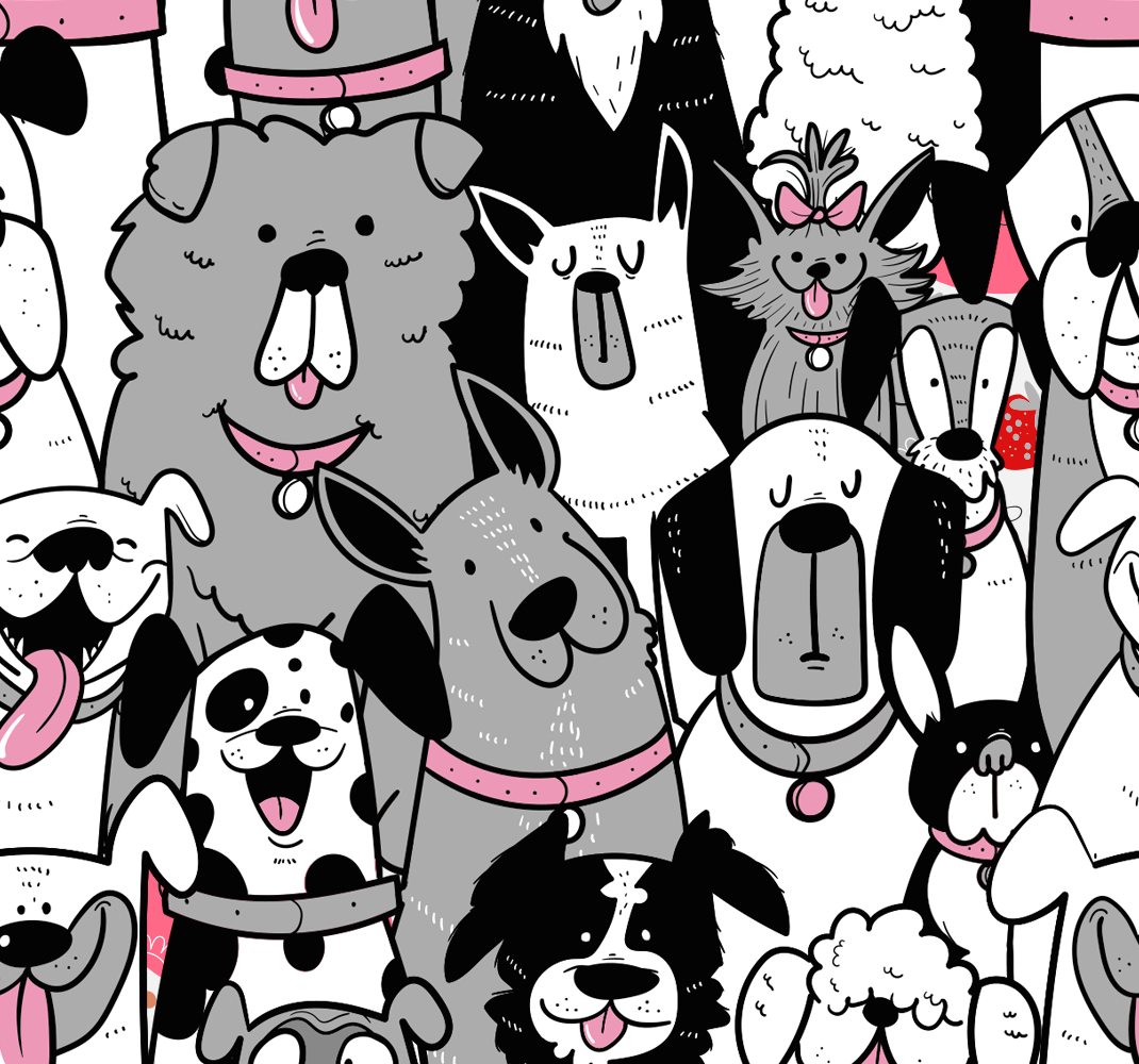 Animal vinyl rug wallpaper for kids with dog shapes - TenStickers
