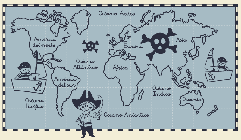 World map vinyl rug pirate style - TenStickers