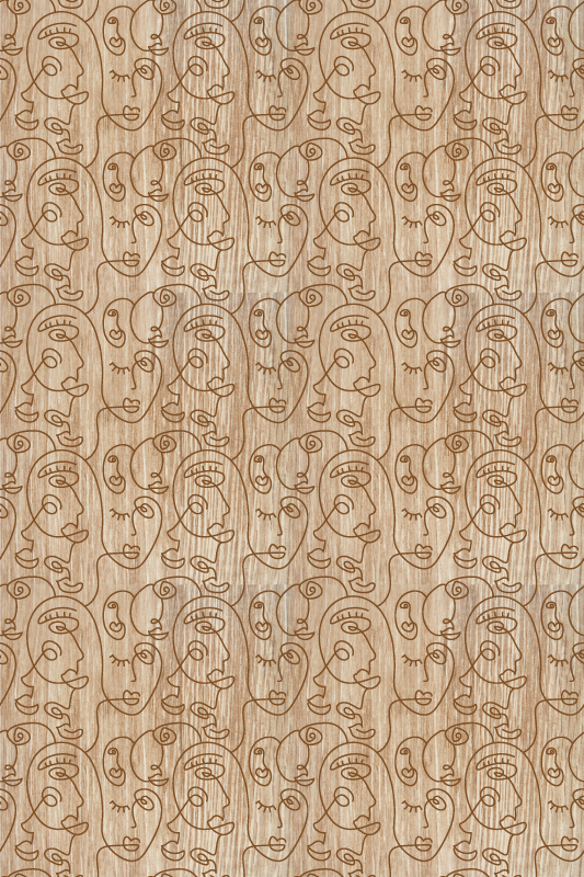 Textured vinyl rug abstract beige women design - TenStickers