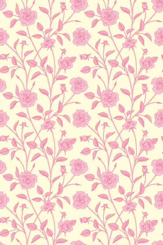 Vintage vinyl rug with small roses on pink background - TenStickers