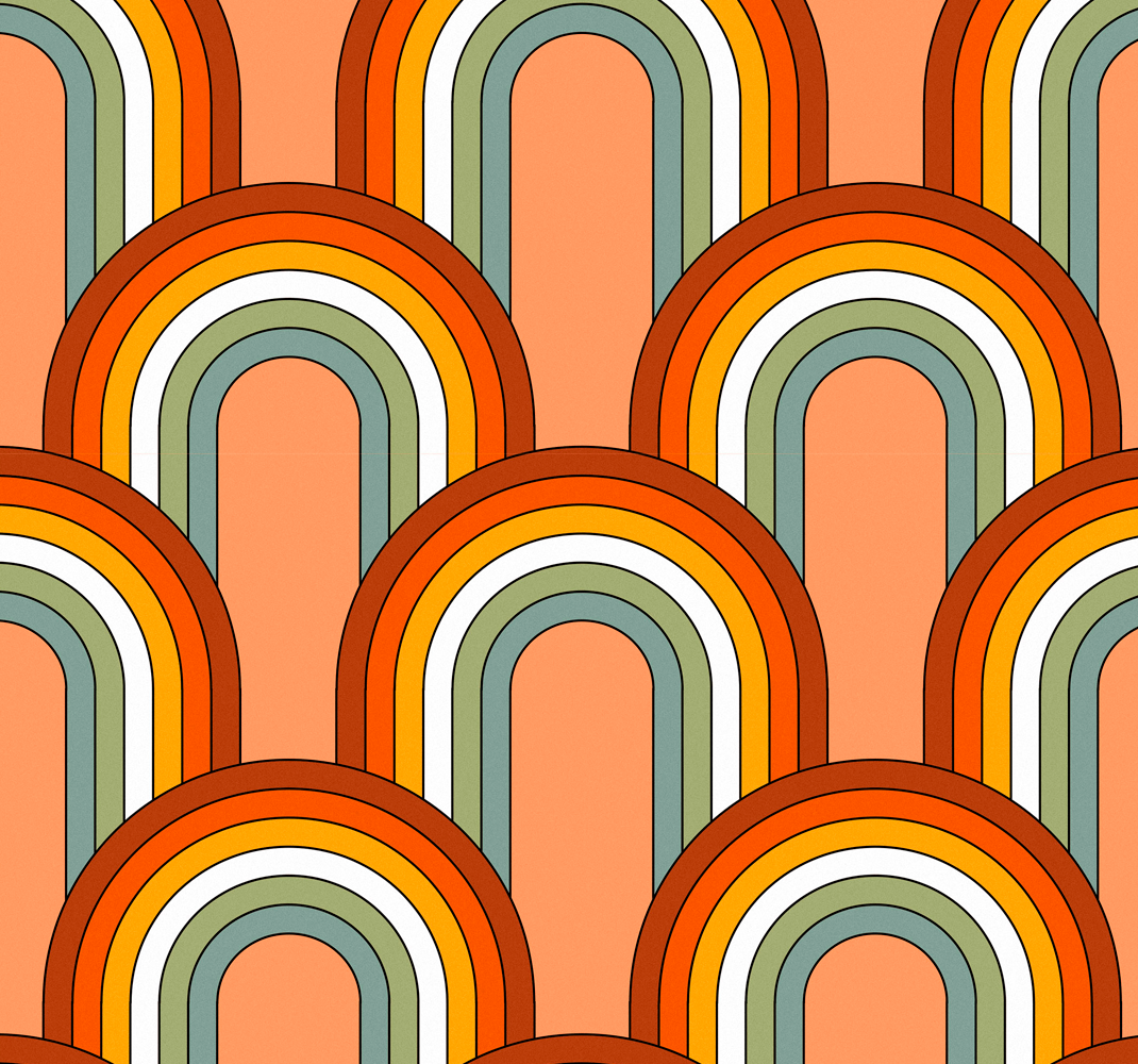 Vintage vinyl rug with 70s rainbow design - TenStickers