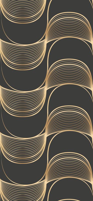 Vintage vinyl rug with gold waves decor pattern - TenStickers