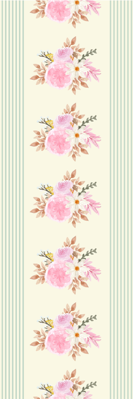 Vintage vinyl rug french provincial striped floral - TenStickers