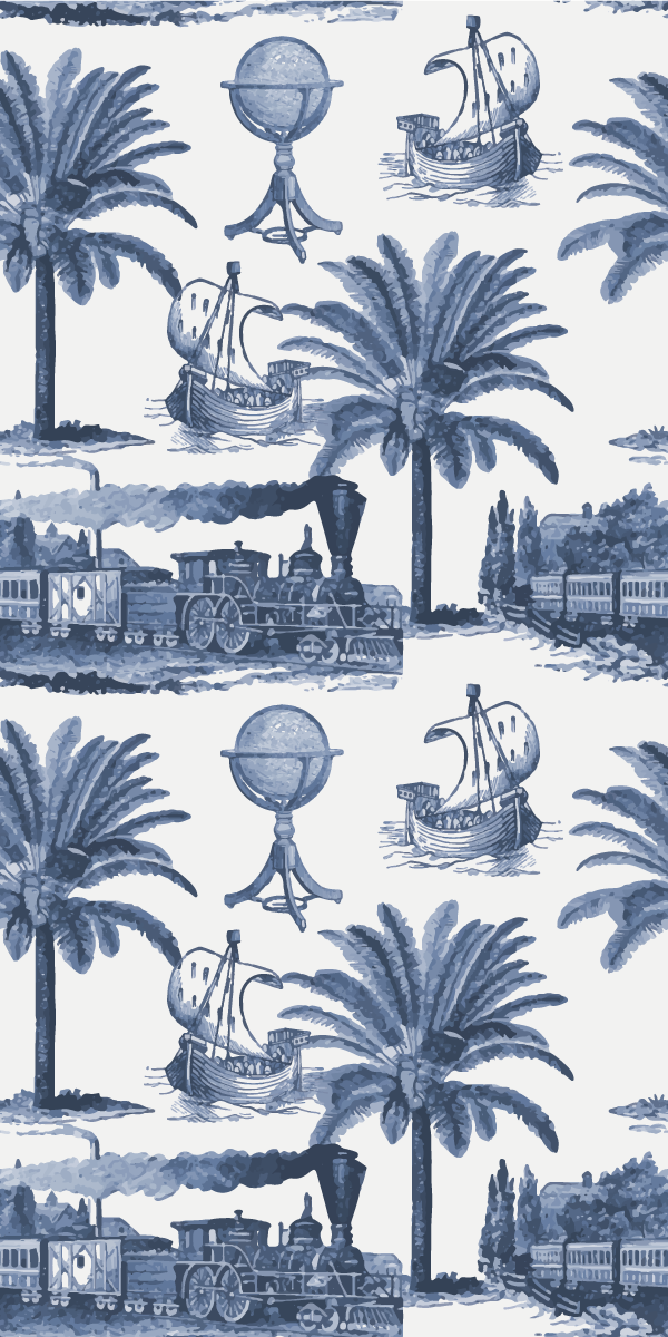 Vintage vinyl rug with blue french vintage pattern - TenStickers