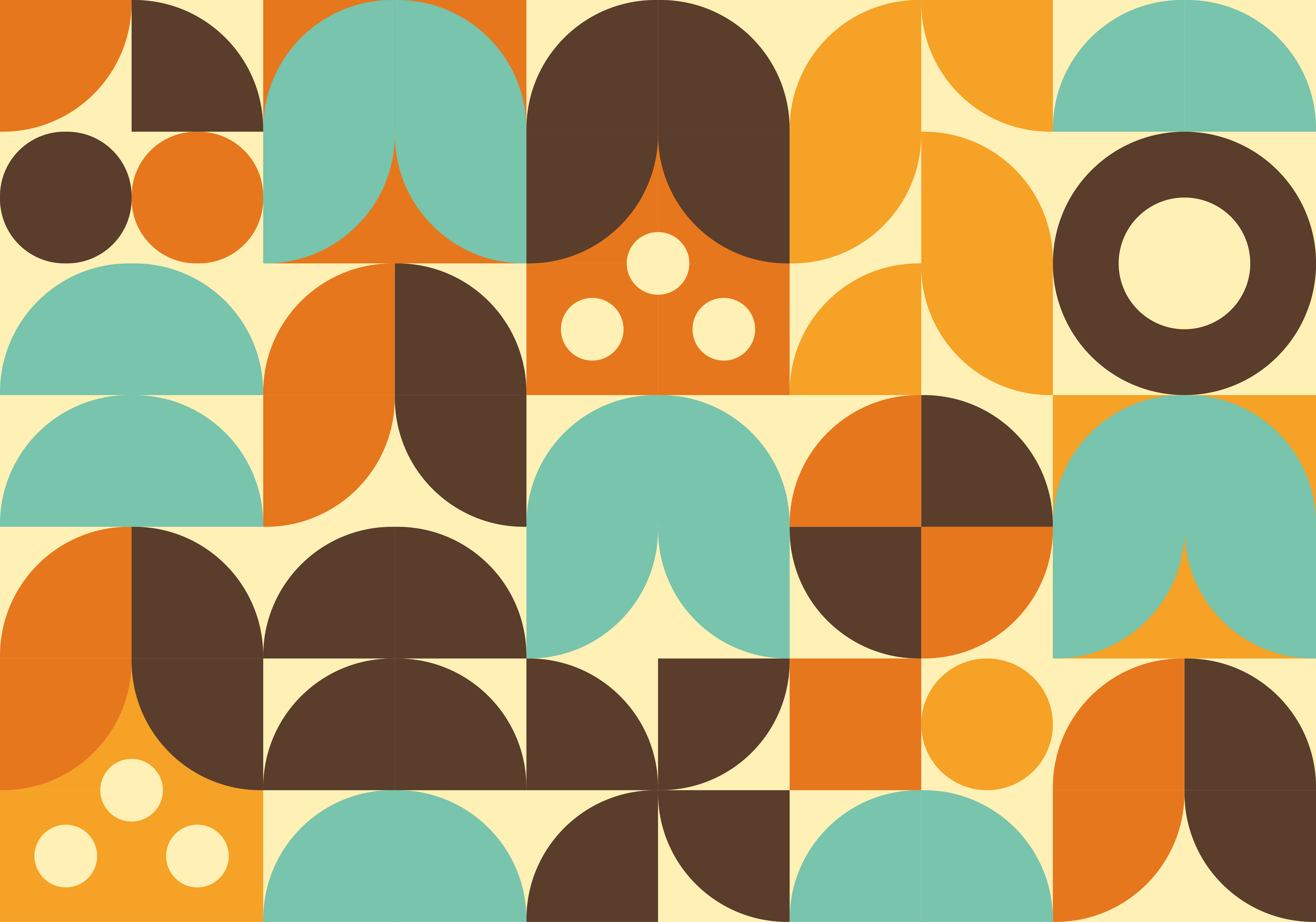 Vintage vinyl rug geometric 70s abstract shapes - TenStickers