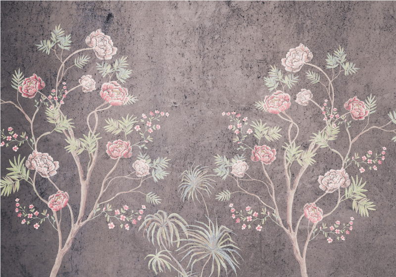Vintage vinyl rug with vintage style rose tree - TenStickers