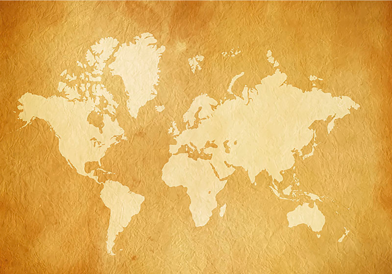 World map vinyl rug vintage world map mural - TenStickers
