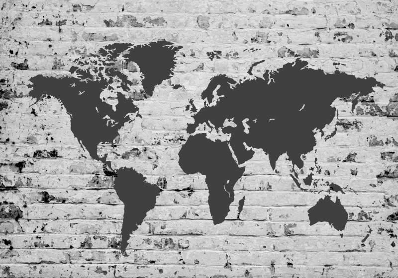 World map vinyl rug inspired by white brick design - TenStickers