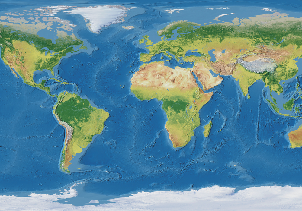 World map vinyl rug geographic realistic map - TenStickers