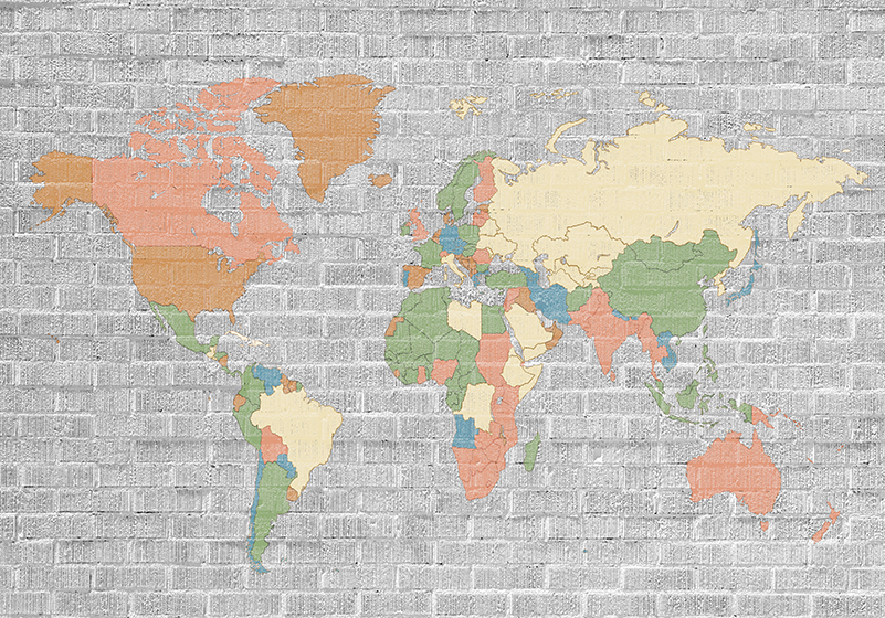 Stone pattern vintage world map vinyl rug - TenStickers