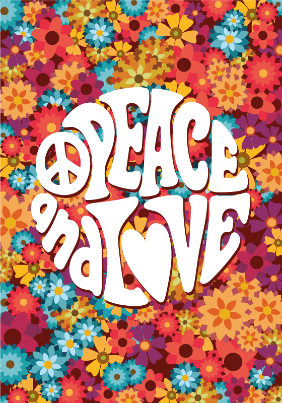 Peace and love floral vinyl rug - TenStickers