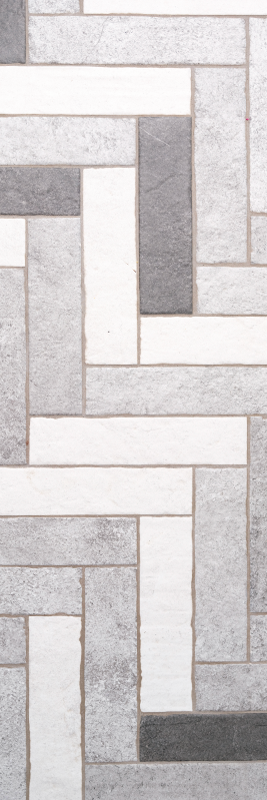 Textured vinyl rug in cool gray-brown herringbone - TenStickers
