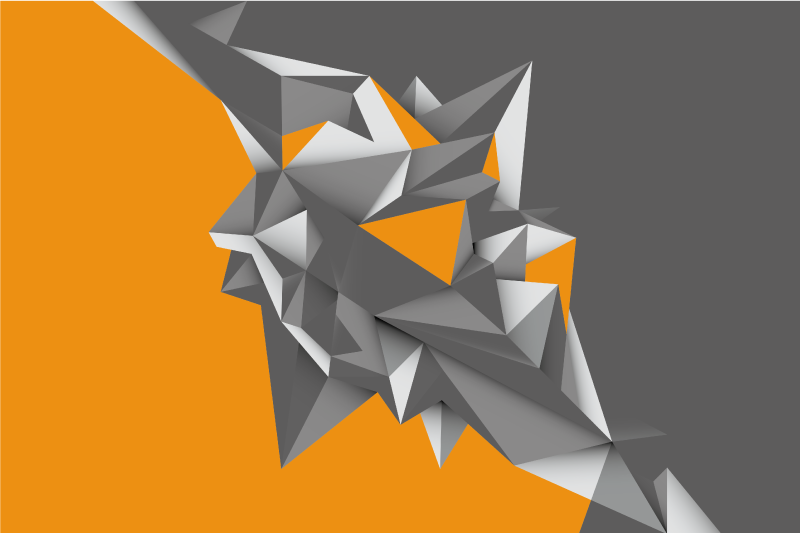 Geometric vinyl rug in gray and orange shapes - TenStickers