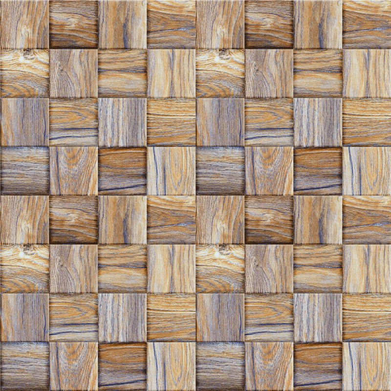 Geometric vinyl rug 80's wood look mosaic - TenStickers