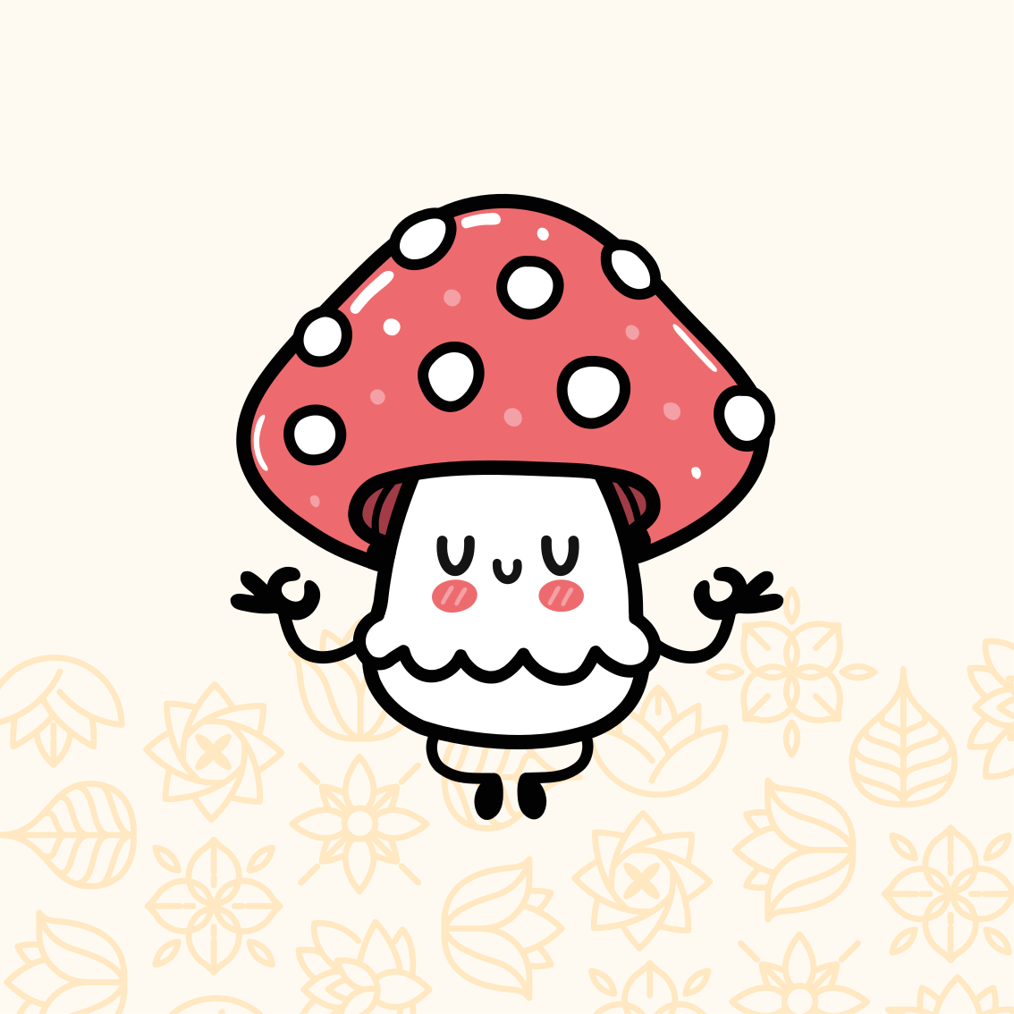 Kids vinyl rug cute funny happy mushroom - TenStickers