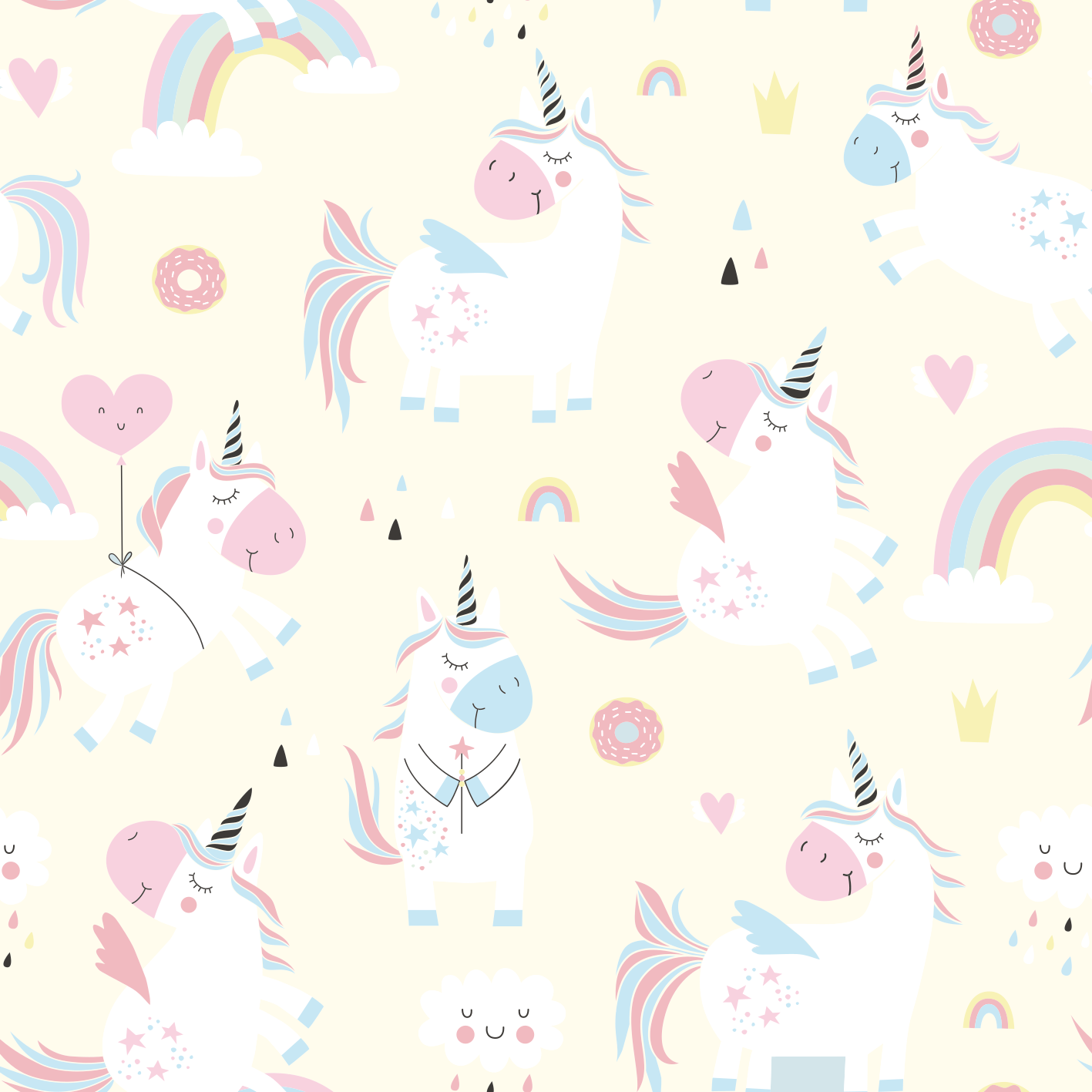 Kids vinyl rug featuring joyful unicorns in wonderland - TenStickers