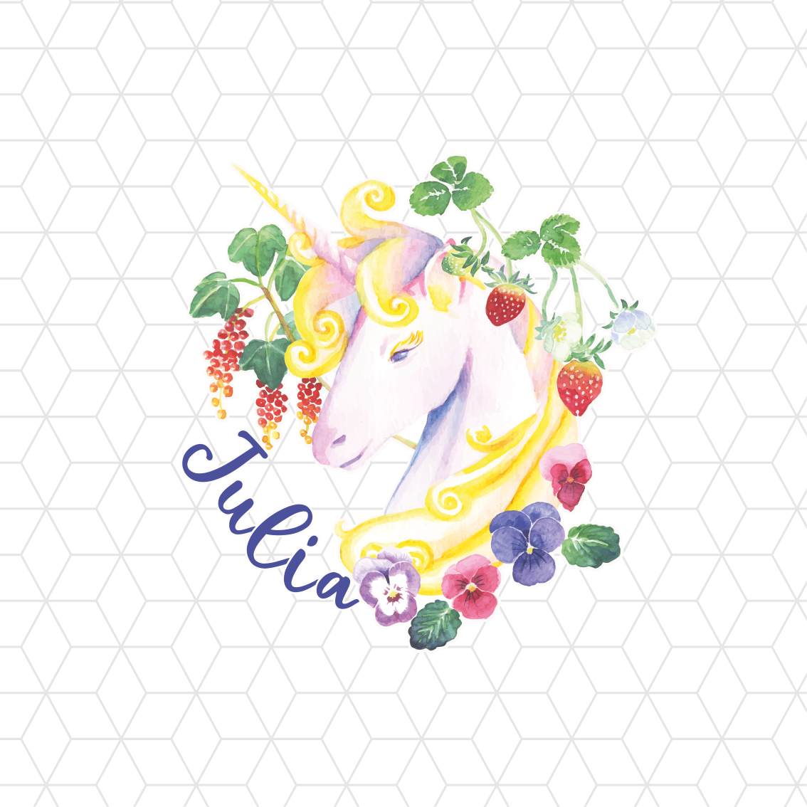 Kids vinyl rug featuring a unicorn's head on tiles - TenStickers