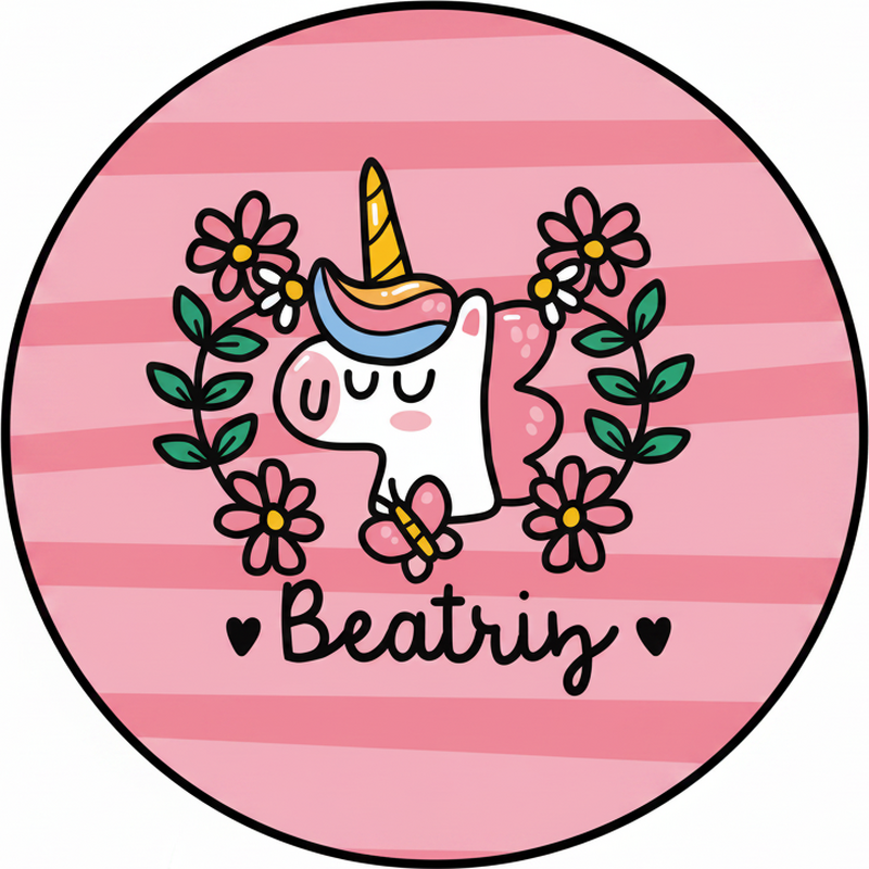 Kids vinyl rug cute flower unicorn rug - TenStickers