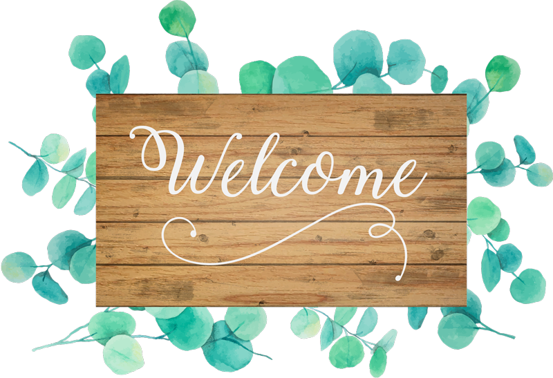 Entrance hall vinyl rug eucalyptus welcome - TenStickers