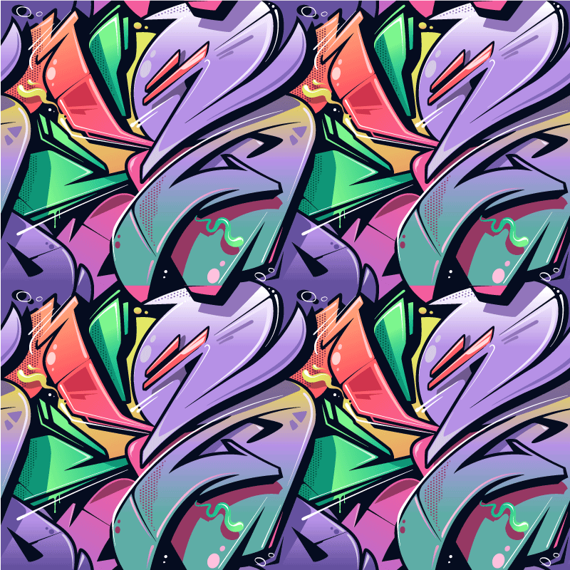 Entrance hall vinyl rug in vibrant graffiti art - TenStickers
