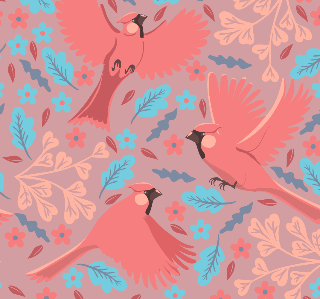 Living room vinyl rug with blush birds on branches - TenStickers