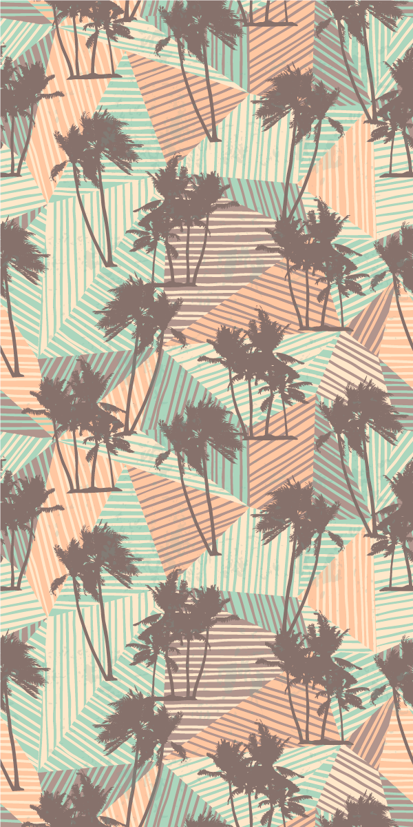 Living room vinyl rug with tropical palm triangle pattern - TenStickers