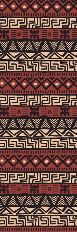 Hall vinyl rug tribal pattern in dark red - TenStickers