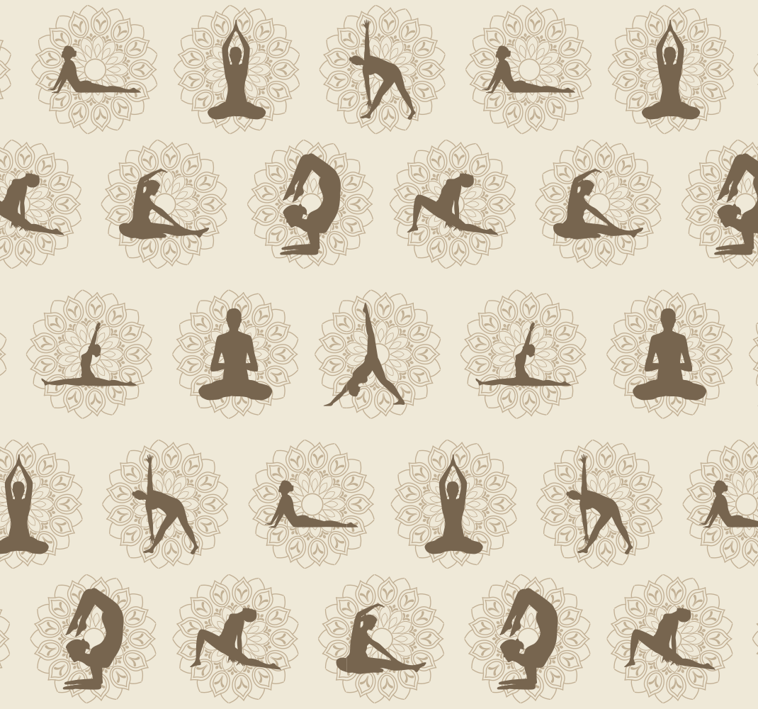 Beige vinyl rug with brown yoga symbols - TenStickers