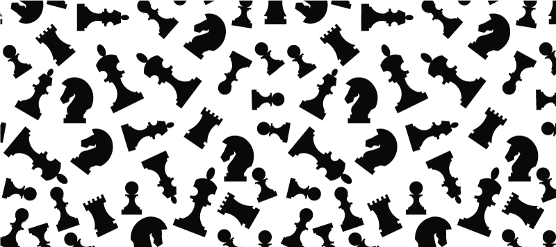 White vinyl rug with black chess pieces design - TenStickers