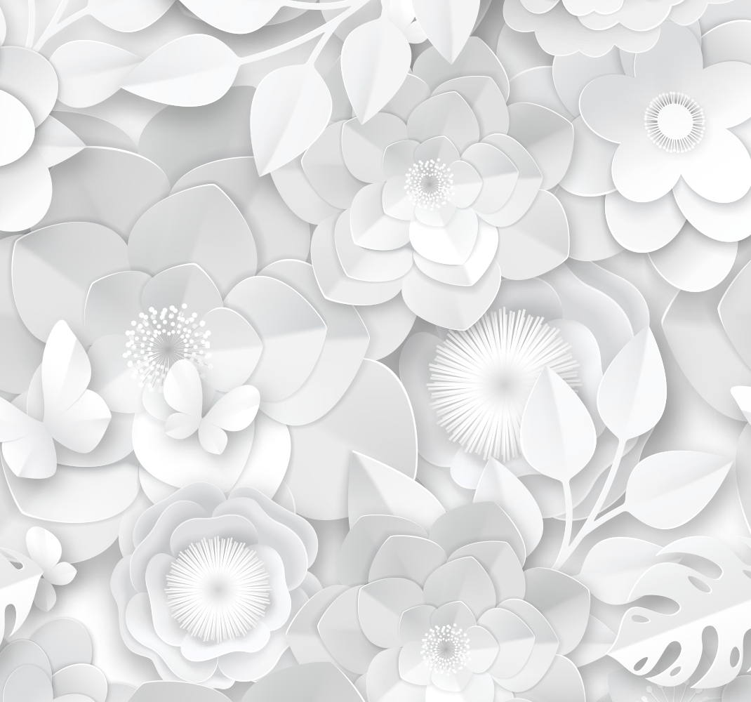 White vinyl rug with 3d white flowers design - TenStickers